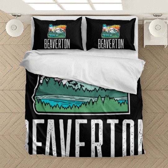 Beaverton Vintage Oregon Nature Outdoors Retro Gra Bedding Sets