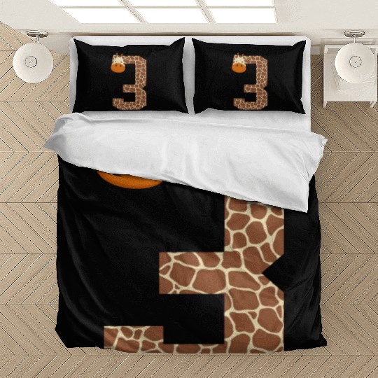 Number 3 Giraffe Spots Giraffe 3rd Birthday Outfit Bedding Sets