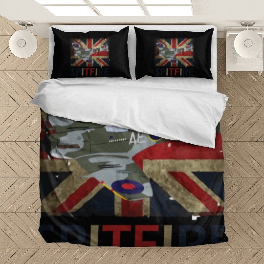 Spitfire WW2 Fighter Aircraft Airplane Union Jack Bedding Sets