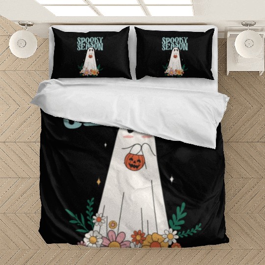 Funny Floral Ghost Halloween Spooky Season Bedding Sets