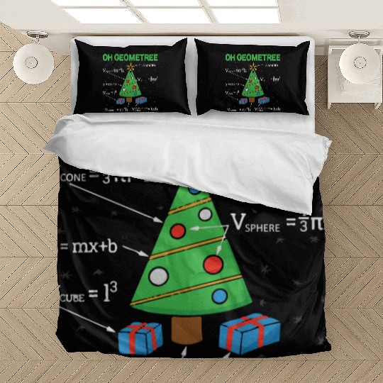 Funny Math Geometry Christmas Tree Teacher Bedding Sets