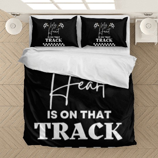 Vintage Cute My Heart Is On That Track Drag Racing Bedding Sets