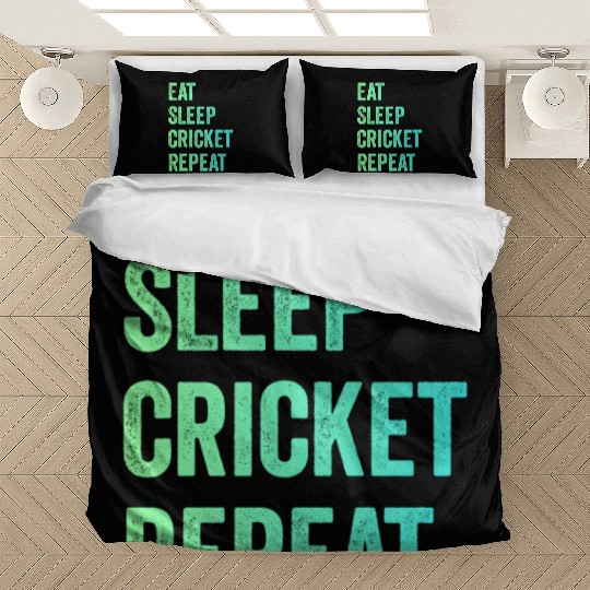 Eat sleep cricket repeat | Cricket Lover Bedding Sets