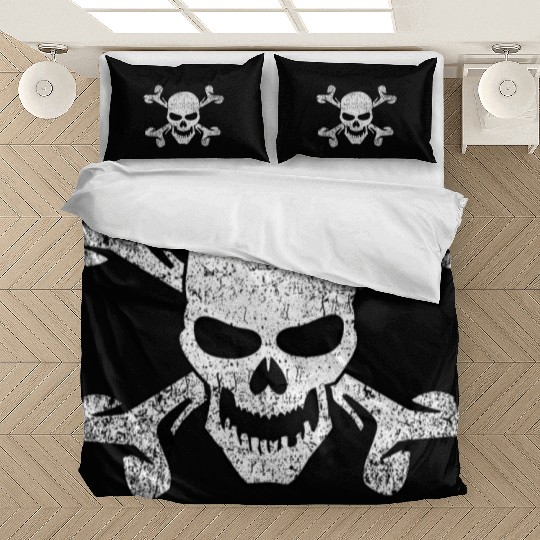 Plain Vintage Skull And Crossbones Bedding Sets