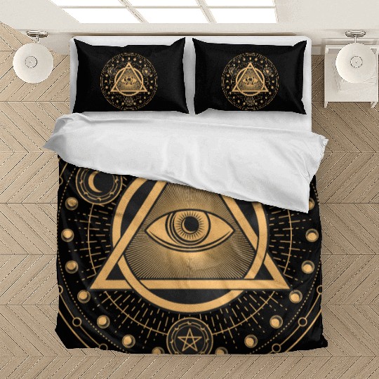 Rune Alchemy Circle with All Seeing Witchcraft Eye Bedding Sets