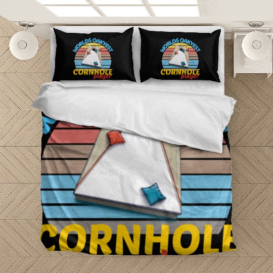 worlds oakyest cornhole player two Bedding Sets