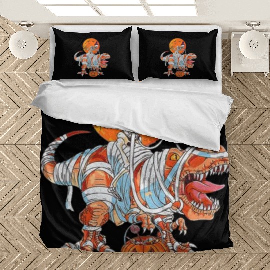Skeleton Riding Mummy Dinosaurs T Rex Halloween Bedding Sets