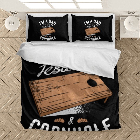 A Dad That Runs On Jesus And Cornhole Christian Bedding Sets