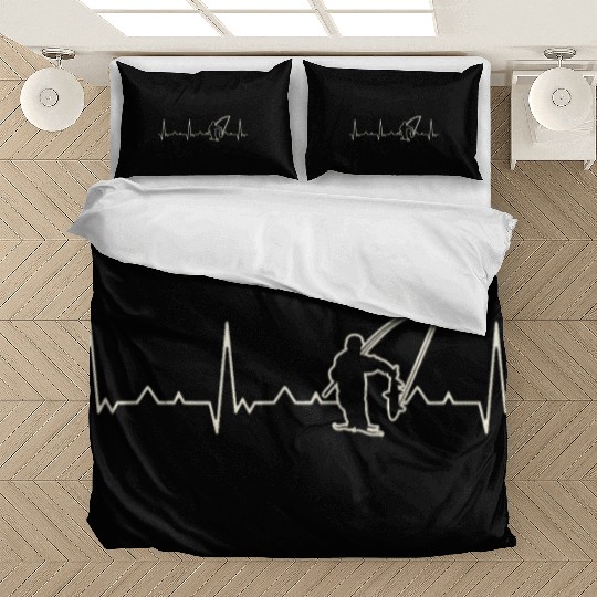 Fisherman Fishing Fish. Heart. Love. EKG. Pulse. Bedding Sets