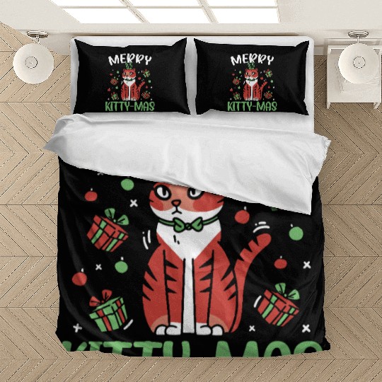 Merry Kitty-mas Christmas Day Cat Lover Kitty Meow Bedding Sets