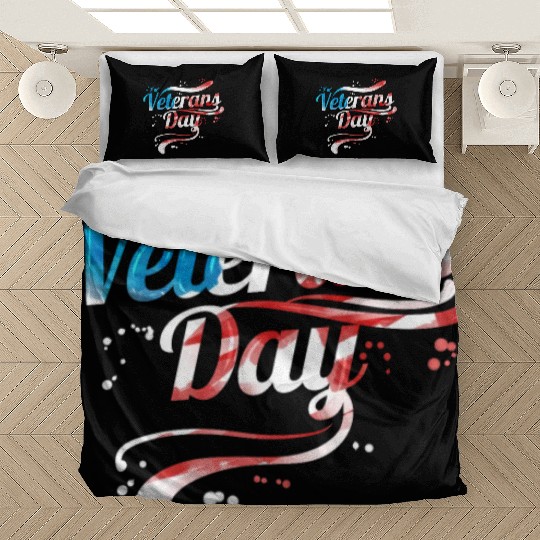 US Flag Colored Logo For Veterans Day Bedding Sets