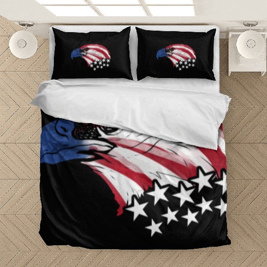 Bald Eagle US Flag Colors Patriotic 4th Of July Bedding Sets
