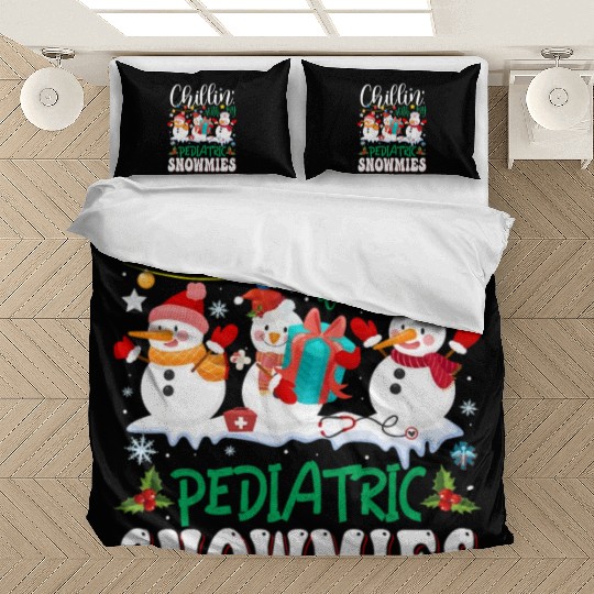 Chillin With My Pediatric Snowmies Christmas Light Bedding Sets
