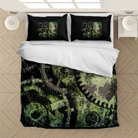 Clock Mechanism Copper Oxide Steampunk Abstract Bedding Sets