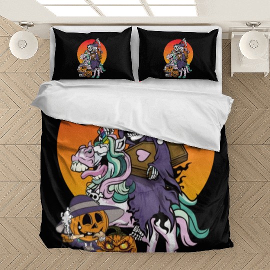 Unicorn Halloween Pumpkin Grim Reaper Bedding Sets