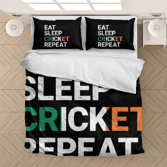 Eat Sleep Cricket Repeat Ireland Flag Sports Gift Bedding Sets