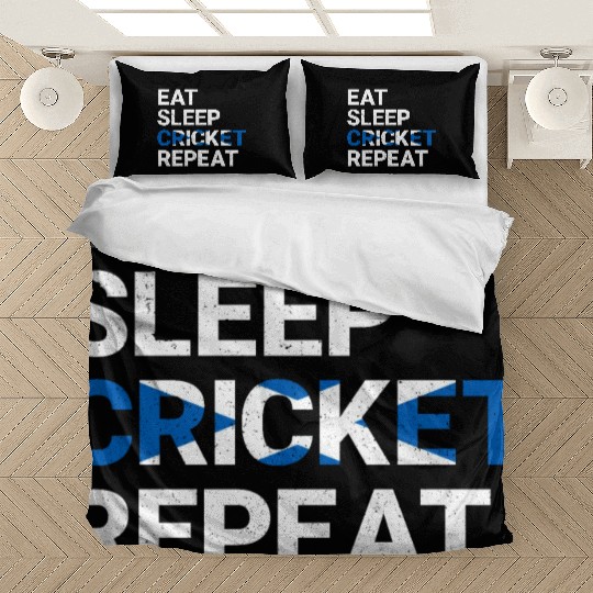 Eat Sleep Cricket Repeat Scotland Flag Sports Gift Bedding Sets