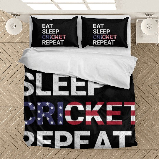 Eat Sleep Cricket Repeat USA Flag Sports Gift Bedding Sets