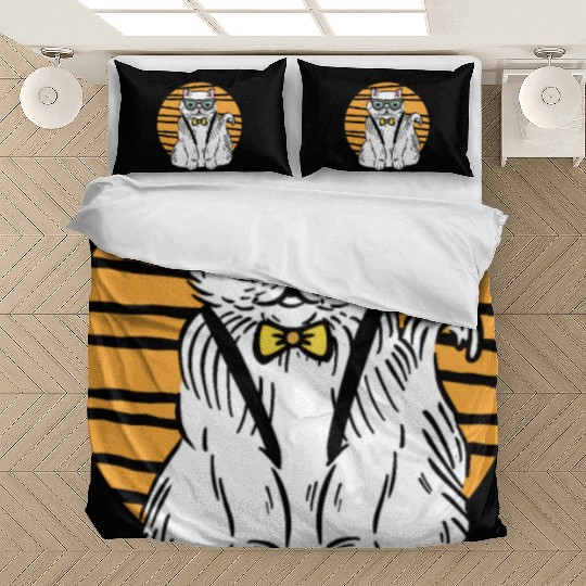 Stylish Nerd Persian Cat Beanie Glasses Tattoo Bedding Sets