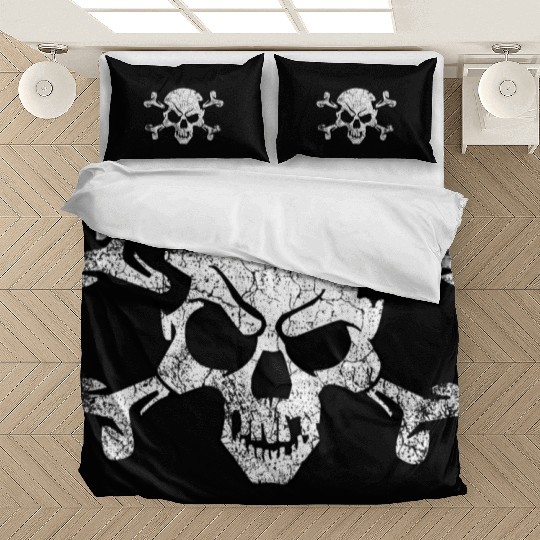 Grunge Pirate Skull And Crossbones Bedding Sets