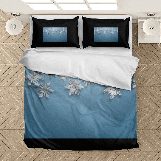 Elegant Hanging Snowflakes Light Blue Bedding Sets
