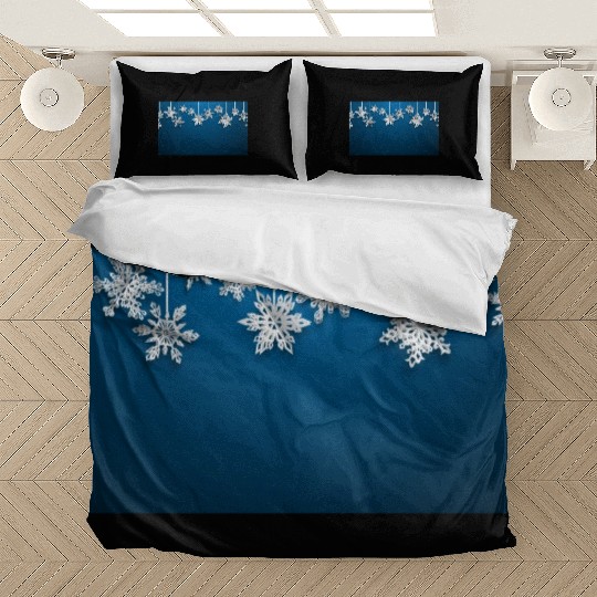 Elegant Hanging Snowflakes Navy Blue Bedding Sets