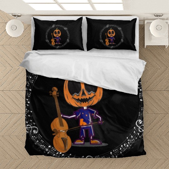 Halloween guitar player in scary night, plays scar Bedding Sets
