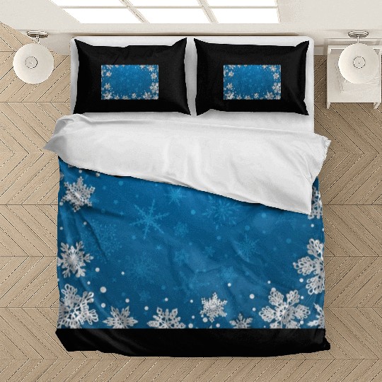 Winter Snowflakes Navy Blue Pattern Bedding Sets