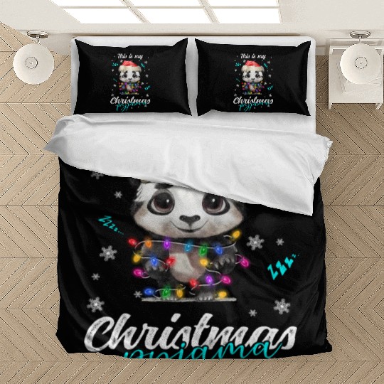 Winter Christmas Pyjama Panda Bedding Sets