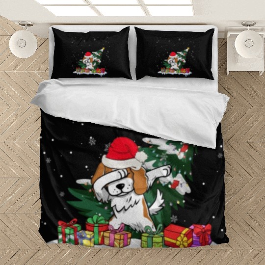 Saint Bernard Christmas Dabbing Santa Xmas Pajama Bedding Sets