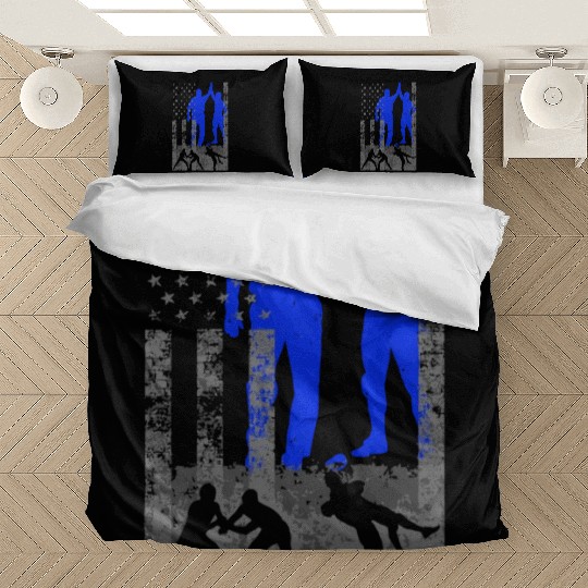 Wrestling American Flag Blue Male Wrestler On Us F Bedding Sets