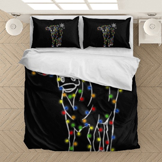 Cow Christmas Light Tree Cow Xmas Snow Lover Bedding Sets