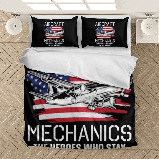 Aircraft Mechanic Us Flag Bedding Sets
