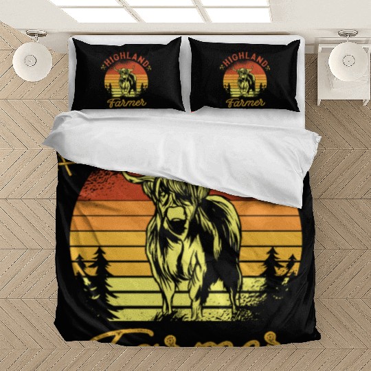 Highland Cow Farmer Grass Puppy Cow Whisperer Bedding Sets