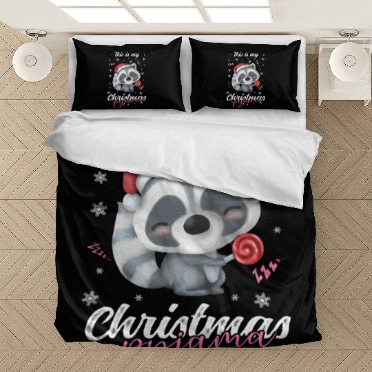 Winter Christmas Pyjama Raccoon Bedding Sets
