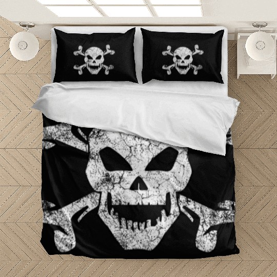 Textured Skull And Crossbones Bedding Sets