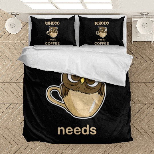 Cute Coffee Lover Owl In A Coffee Cup Bedding Sets