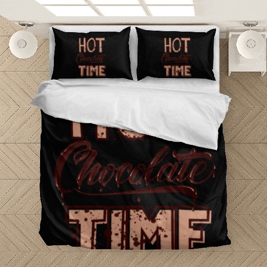 Cute winter quotes - hot chocolate time Bedding Sets