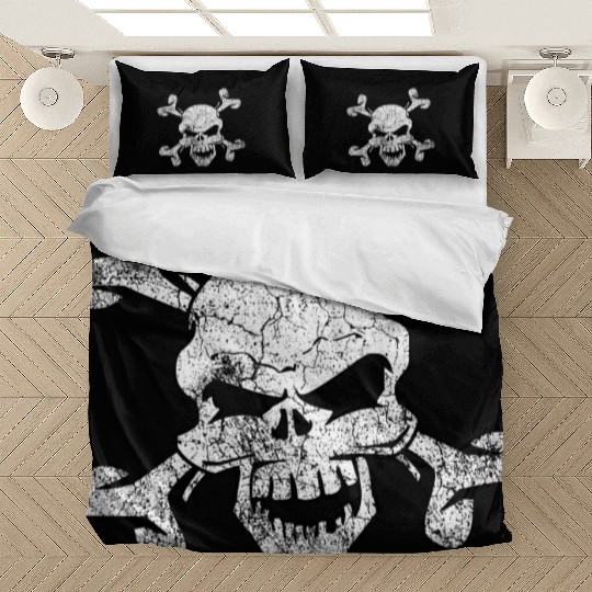 Distressed Skull And Crossbones Bedding Sets