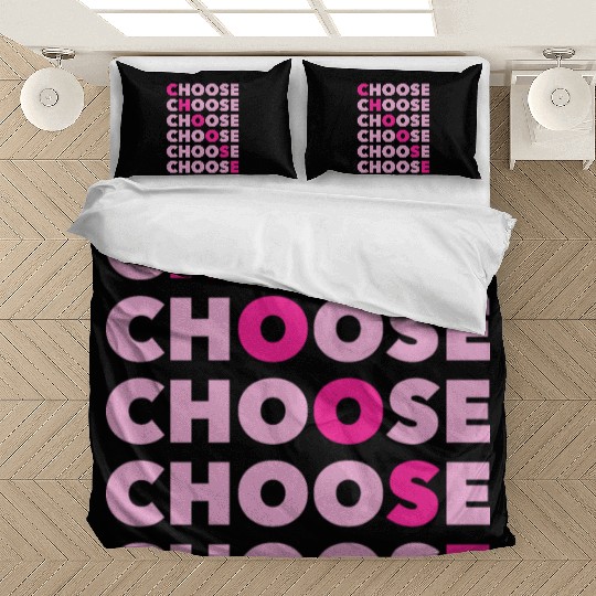 Choose Typography Pink Retro 80s 90s Vintage Bedding Sets