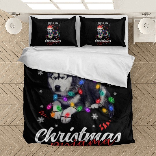 Winter Christmas Pyjama Husky Bedding Sets