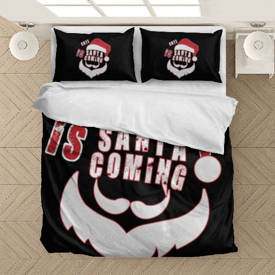 Christmas Cute Santa Is Coming Santa Candy Cane Bedding Sets