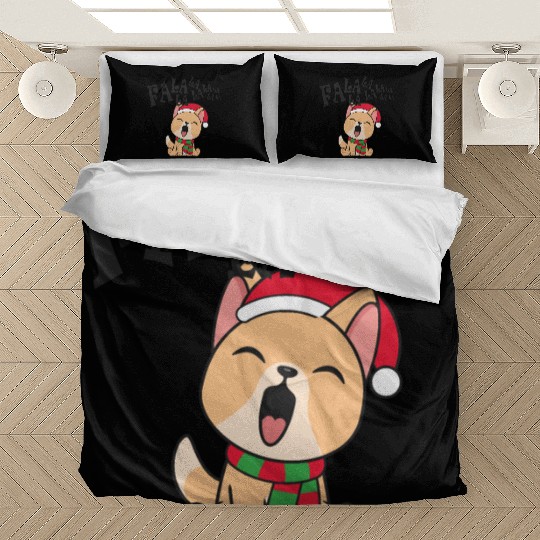 Cute Christmas Dog Singing Fa la la la Song Bedding Sets