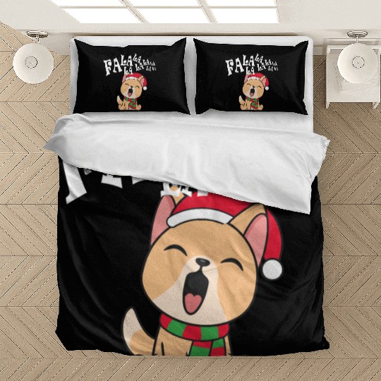 Cute Christmas Dog Singing Fa la la la Song Bedding Sets