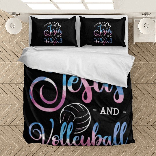 This Girl Runs On Jesus And Volleyball Player Chri Bedding Sets