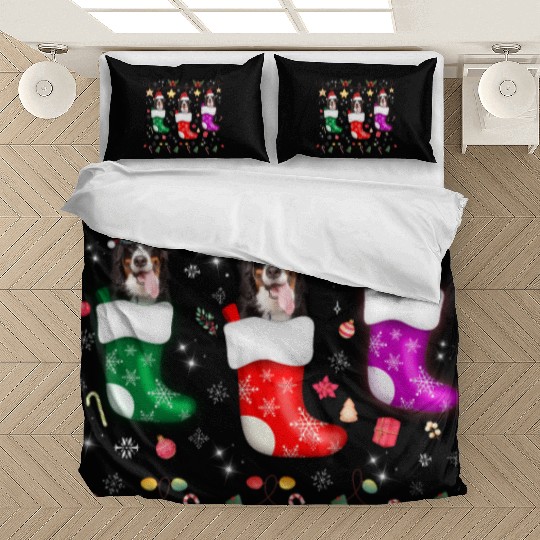 Bernese Mountain Dog Christmas Lights Gift Xmas Bedding Sets
