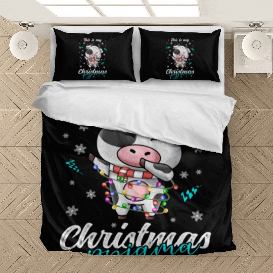 Winter Christmas Pyjama Cow Bedding Sets