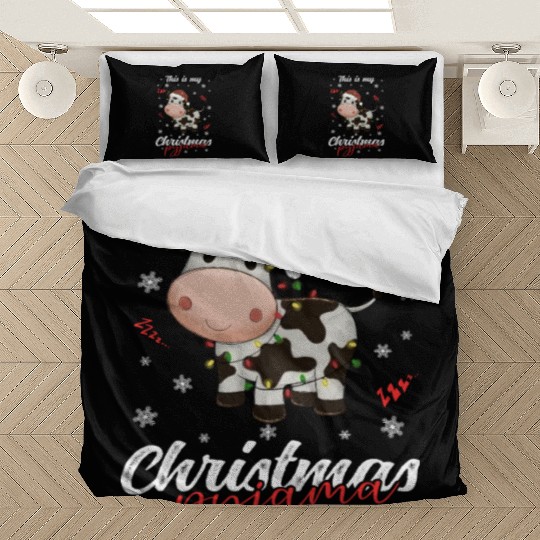 Winter Christmas Pyjama Cow Bedding Sets