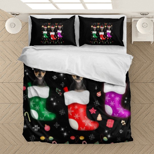 Miniature Pinscher Christmas Lights Funny Xmas Bedding Sets
