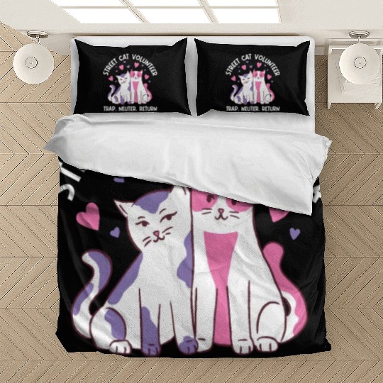 streetcat volunteer, trap neuter return, cat help Bedding Sets